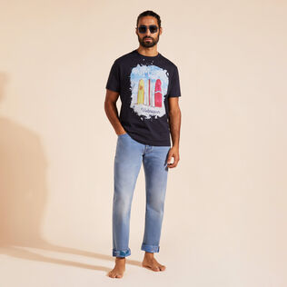 Camiseta de algodón con estampado Surf's Up para hombre Azul marino detalles vista 1