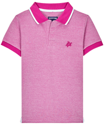 Cotton Pique Boys Polo Shirt Solid Crimson purple front view