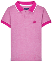 Polo de piqué de algodón de color liso cambiante para niño Morado vista frontal