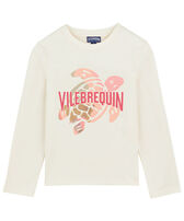 Camiseta de algodón orgánico con estampado Landscape Turtles para niña Off white vista frontal
