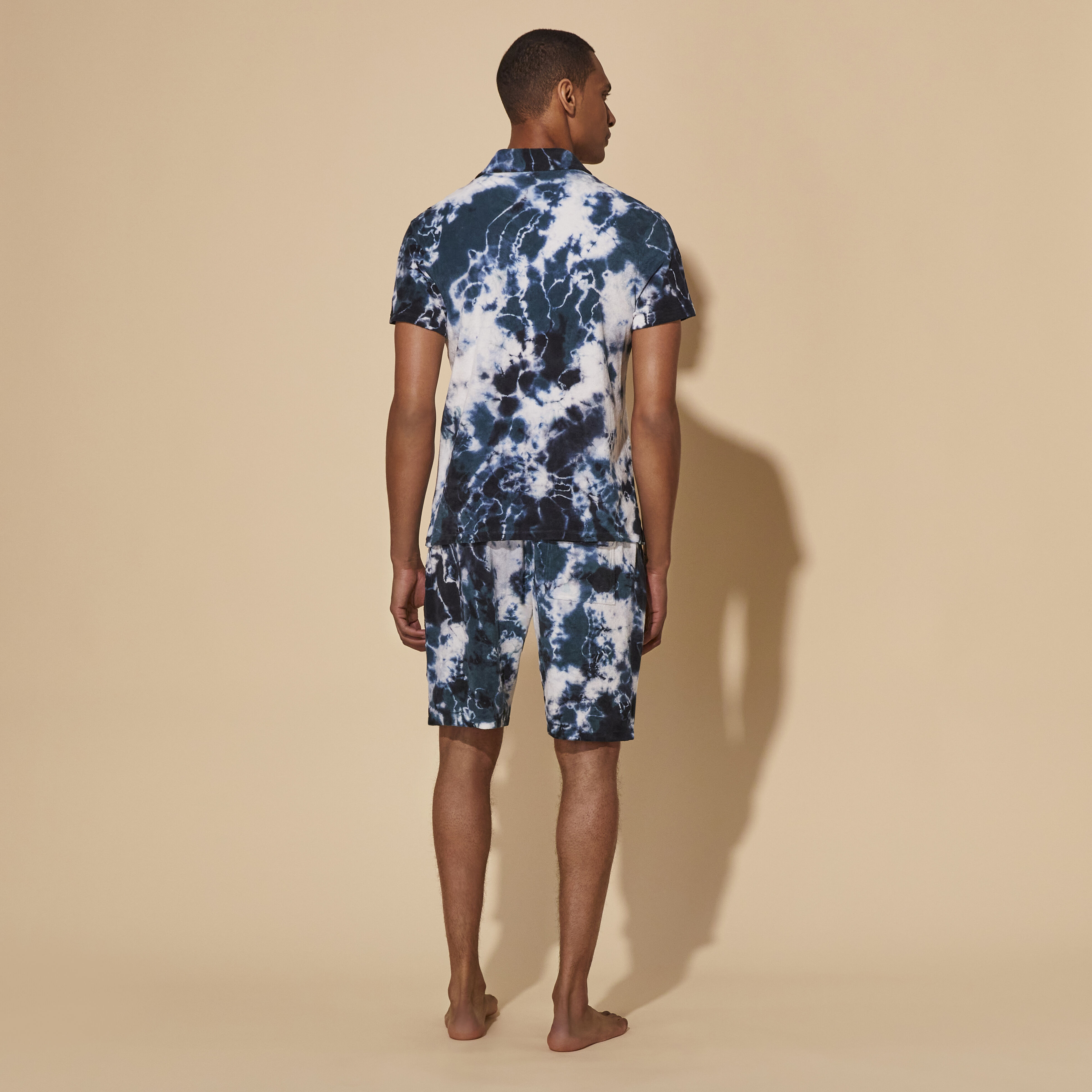 Camisa de bolos con estampado Rough Ocean Tie Dye para hombre