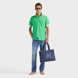 Men Cotton Pique Polo Shirt Solid Laser 细节视图1