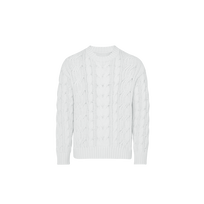 Men Cable-Knit Cotton Sweater White front view