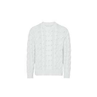 Men Cable-Knit Cotton Sweater White front view