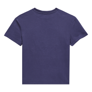 Camiseta de algodón con estampado Ronde des Tortues Camo para niño Azul marino vista trasera
