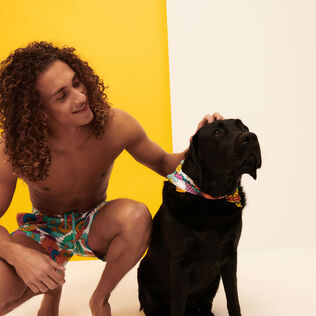 Men Swim Trunks Marguerites White details view 7