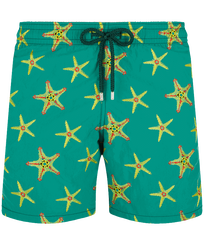 Men Embroidered Embroidered - Men Swim Shorts Embroidered Starfish Dance - Limited Edition, Linden front view