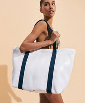Bolsa de playa grande Vilebrequin Blanco mujeres vista frontal desgastada