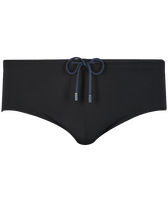 Bañador slip ajustado de color liso para hombre Negro vista frontal