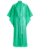 Women Guipure Kimono Flowers Lace Green paradise 正面图