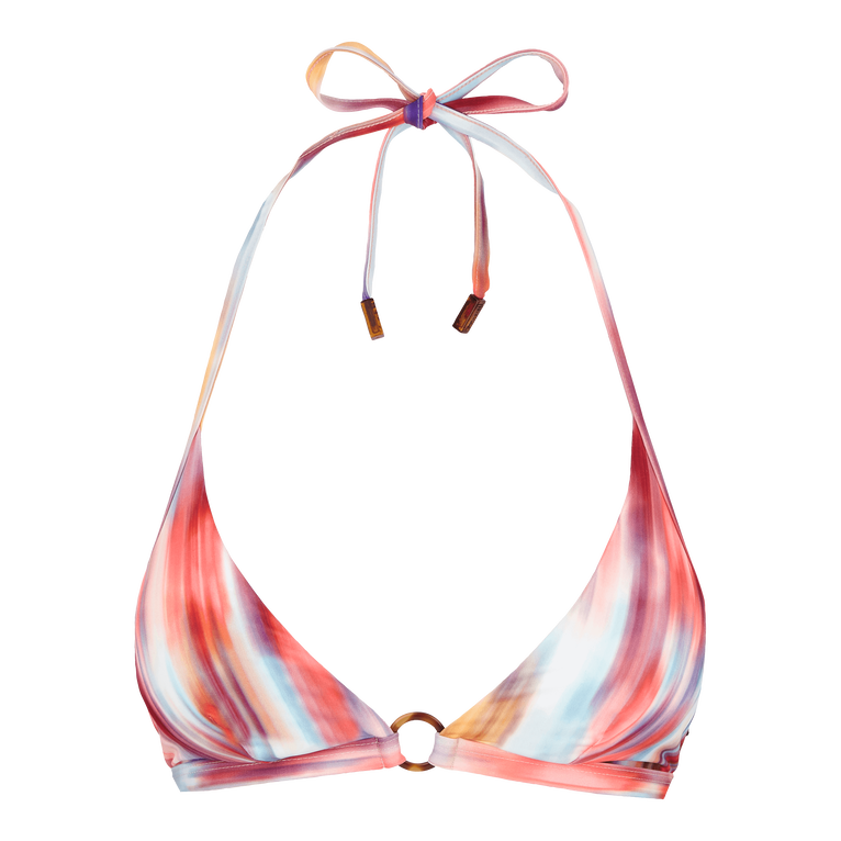 Women Halter Bikini Top Ikat Flowers - Flechett - Multi - Size L - Vilebrequin