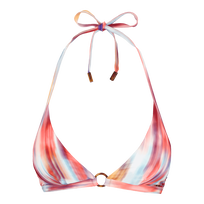Top bikini donna all'americana Ikat Flowers Multicolore vista frontale