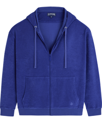 Sweatshirt zippé en éponge homme uni Purple blue vue de face