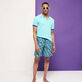 Men Long Swim Trunks Blurred Turtles Navy details view 3