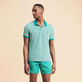 Men Cotton Changing Color Pique Polo Shirt Emerald front worn view