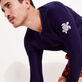 Men Long Sleeves Zipper Rashguard Solid Blu marine dettagli vista 5