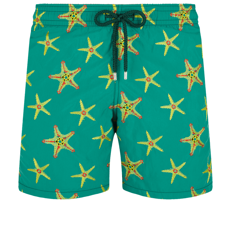 Men Swim Shorts Embroidered Starfish Dance - Swimming Trunk - Mistral - Green