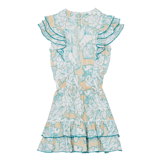 Girl Mini Dress Hidden Fishes - Vilebrequin x Poupette St Barth White back view