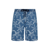 Men Denim Bermuda Shorts Starfish Light Denim Printed Bleach denim w4 front view