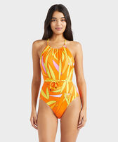 Women Backless One-piece Swimsuit Madrague Apricot front worn view