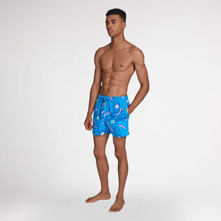Men Stretch Short Swim Shorts Side Ways - Vilebrequin x Joel Mesler Hawaii blue 细节视图1