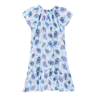 Robe en coton fille Flash Flowers Purple blue vue de face