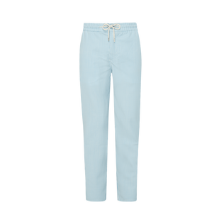 Men Wool Regular Pants Micro Rayures Tailoring Blue topaz front view