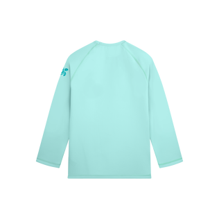 Men Long Sleeves Rashguard Solid Blue note back view