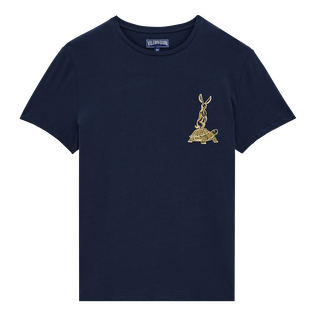Homme AUTRES Brodé - T-shirt en coton homme brodé The year of the Rabbit, Bleu marine vue de face