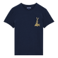 Camiseta de algodón con bordado The Year of the Rabbit para hombre Azul marino vista frontal