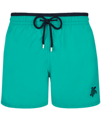 Men Swim Trunks Solid Tropezian green front view