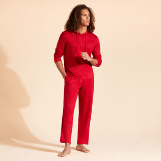 Pantaloni unisex in jersey di lino tinta unita Moulin rouge dettagli vista 1