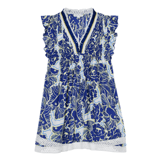 Girl Mini Dress Hidden Fishes - Vilebrequin x Poupette St Barth Purple blue front view