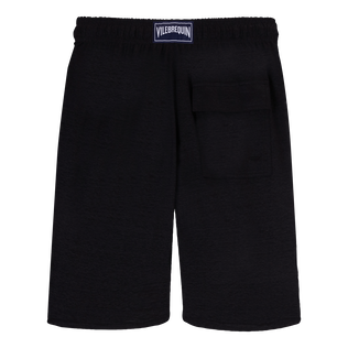Unisex Linen Bermuda Shorts Solid Black back view