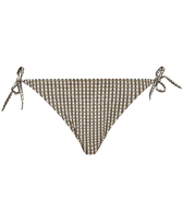 Women Bikini Bottom Mini Brief to be tied Pocket Checks Bronze front view