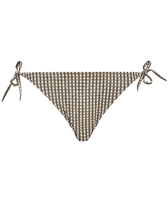 Braguita de bikini de corte brasileño con tiras laterales para anudar y estampado Pocket Checks para mujer Bronce vista frontal