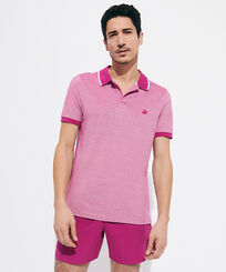 Hombre Autros Liso - Men Cotton Changing Color Pique Polo Shirt, Morado vista frontal desgastada