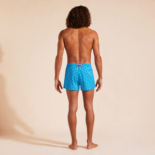 Men Short Swim Shorts Micro Ronde Des Tortues Rainbow Hawaii blue back worn view
