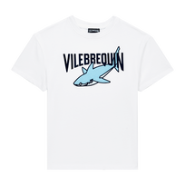 VBQ T-Shirt für Jungen mit Hai-Print Weiss Vorderansicht