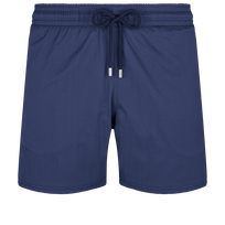 Men Stretch Short Swim Shorts Solid Navy front view
