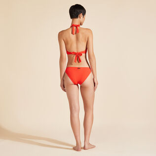 Trikini de una sola pieza con estampado Jacquard Vichy para mujer Amapola vista trasera desgastada