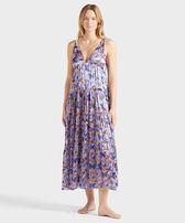 Robe long en viscose et soie femme Disco Butterfly Blush vue portée de face