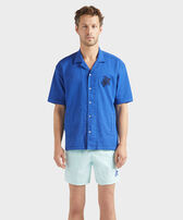 Men Cotton Bowling Shirt Solid Marrakech 正面穿戴视图