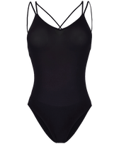 Maillot de bain une pièce seconde peau femme uni Noir vue de face