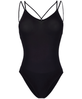 Badeanzug für Damen mit Second-Skin-Material Schwarz Vorderansicht