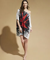 Women Maxi Viscose Dress Urchin - Vilebrequin x Patrizia Gucci White front worn view