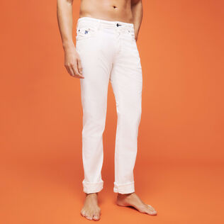 Homme AUTRES Uni - Pantalon 5 poches Velours homme coupe regular, Off white vue de détail 2