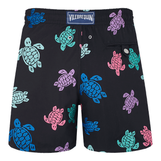 Men Swim Shorts Embroidered Tortue Multicolore - Limited Edition Black 后视图