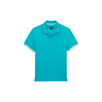 Polo en piqué coton organique homme uni Vert disco vue de face