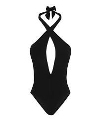 女士纯色连体泳衣 Black 正面图